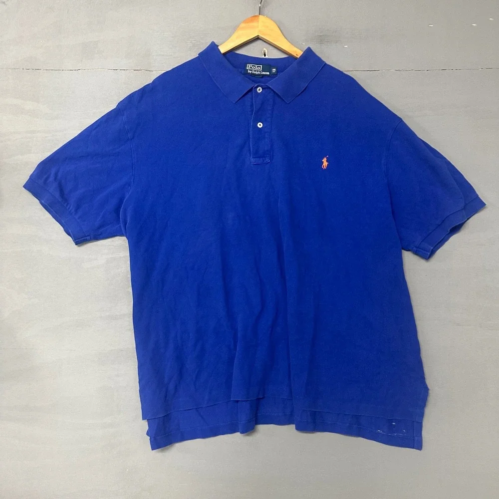 Polo Ralph Lauren Mens 3XL Big Royal‎ Blue Cotton Pique Short Sleeve Polo Shirt